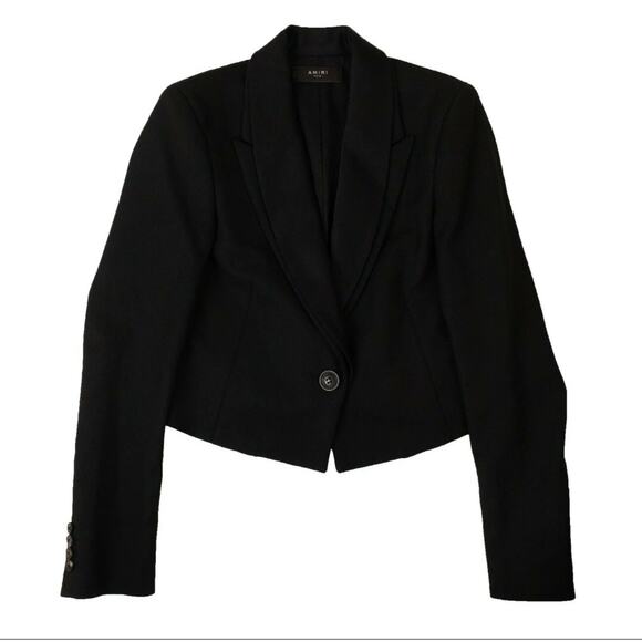 Amiri Black Double Collar Cropped Blazer Jacket women’s 42 - Picture 1 of 14